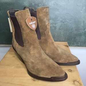 Ariat Shiloh Bootie Women 7B Dark Ginger Suede Western Boots NWOB